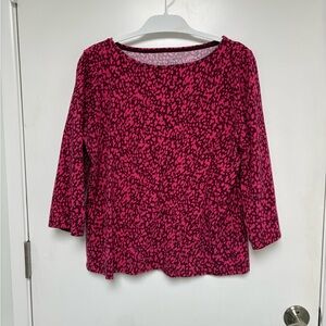 Talbots Women’s  Fuchsia and Plum Patterned 3/4 Sleeve top XLP